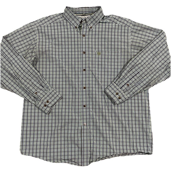 Ariat Pro Series Men‎ XL Green Lined Long sleeve Shirt Logo Vented Rodeo Work - Picture 1 of 8